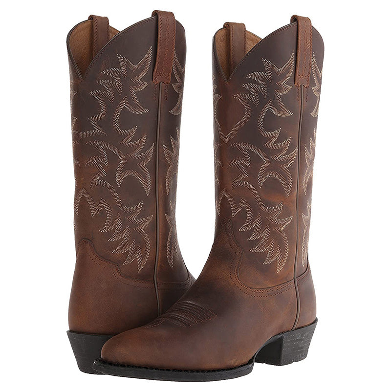 Brown rugged western mid-calf Boots