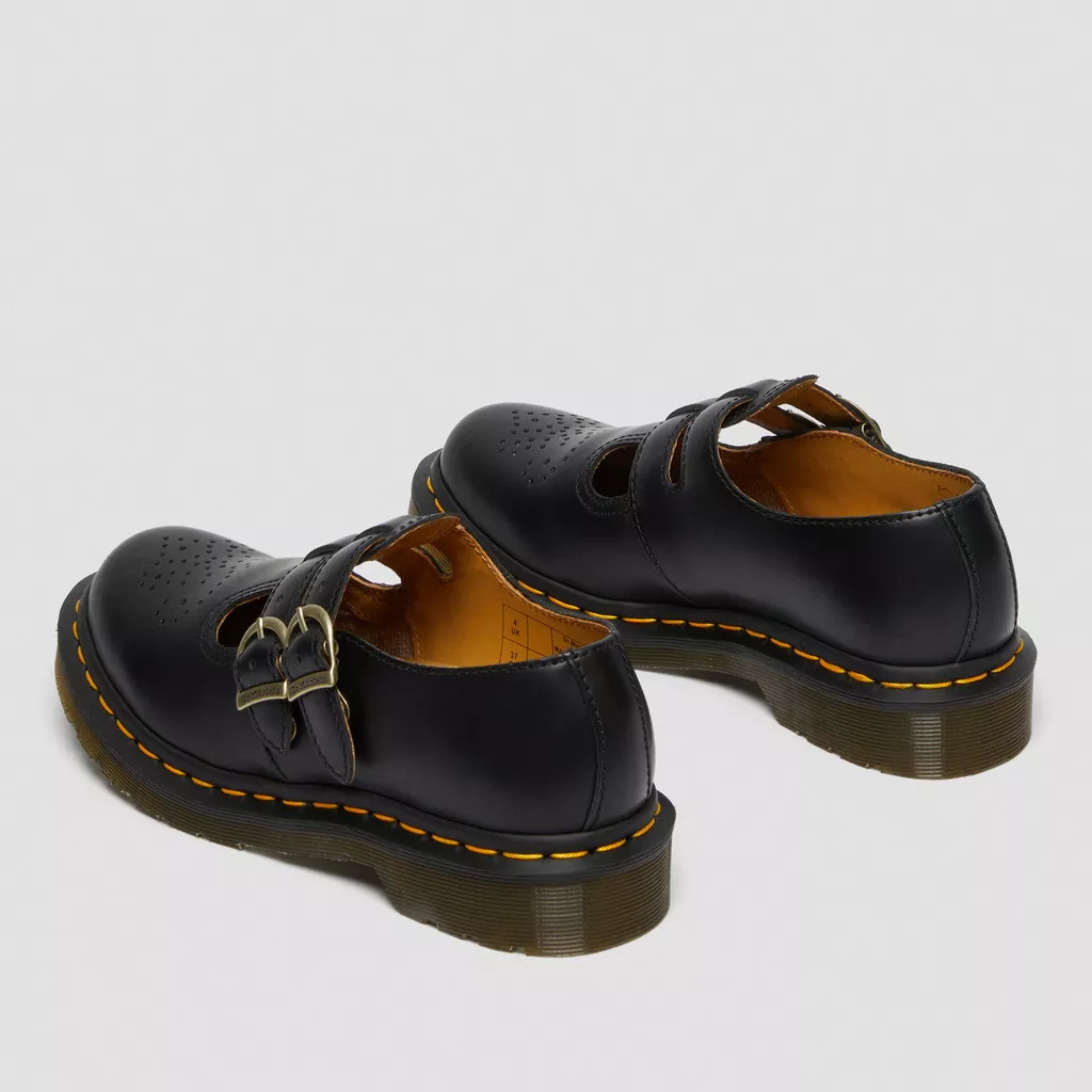 Black double buckle leather Mary Jane Heels