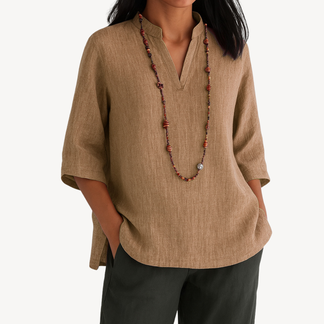 Victoria | Relaxed Linen Tunic Top with Minimalist Design