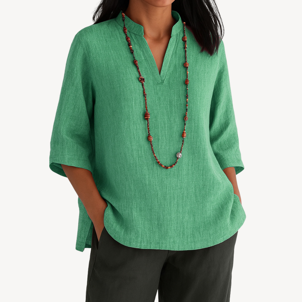 Victoria | Relaxed Linen Tunic Top with Minimalist Design