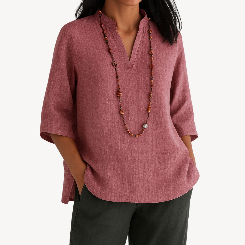 Victoria | Relaxed Linen Tunic Top with Minimalist Design