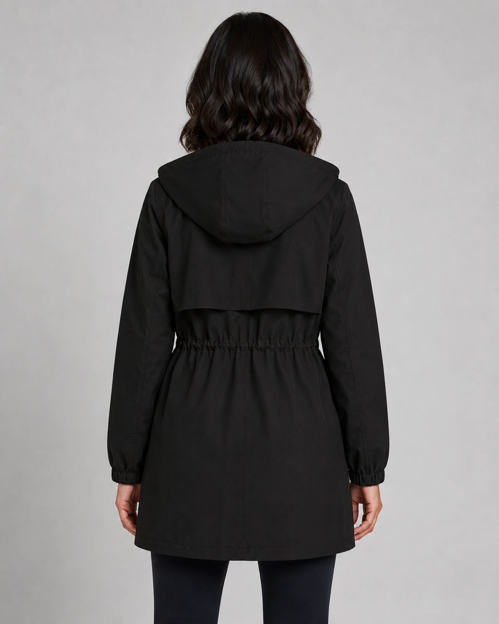 Beige Hooded Windbreaker Coat