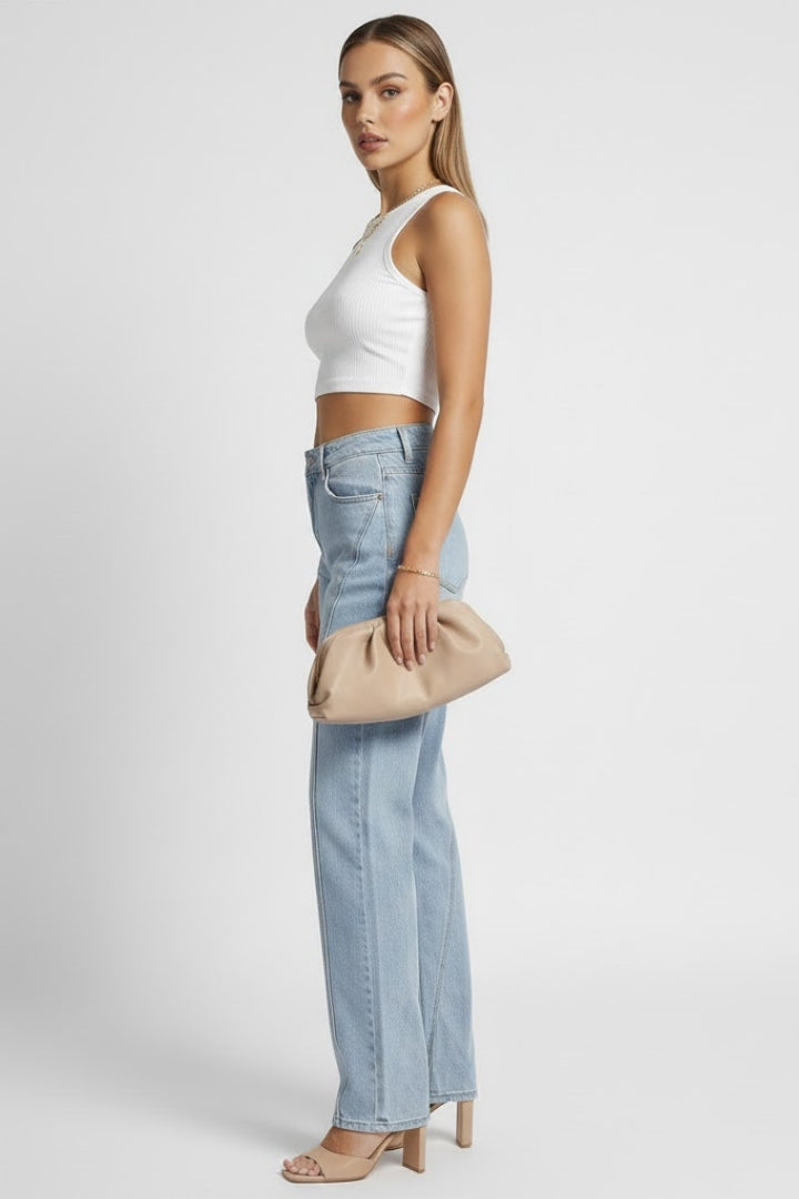 Blue Relaxed Straight-Leg Jeans