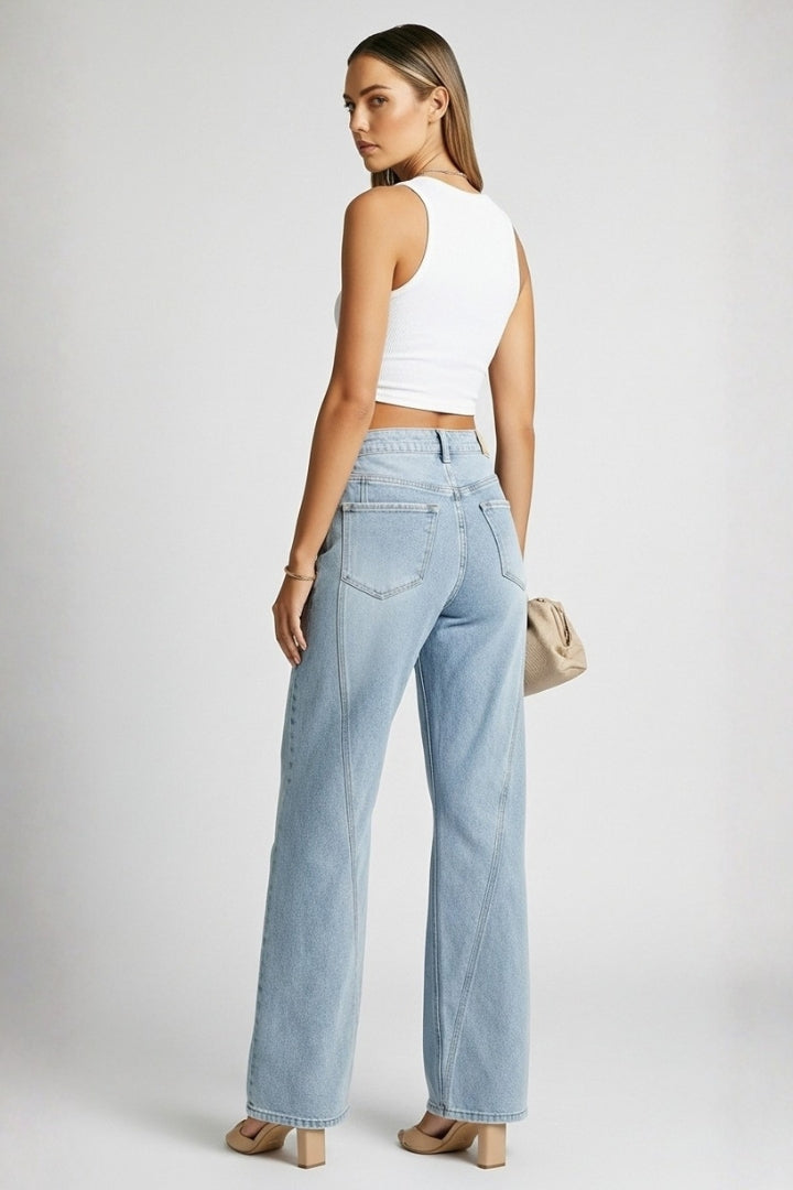 Blue Relaxed Straight-Leg Jeans