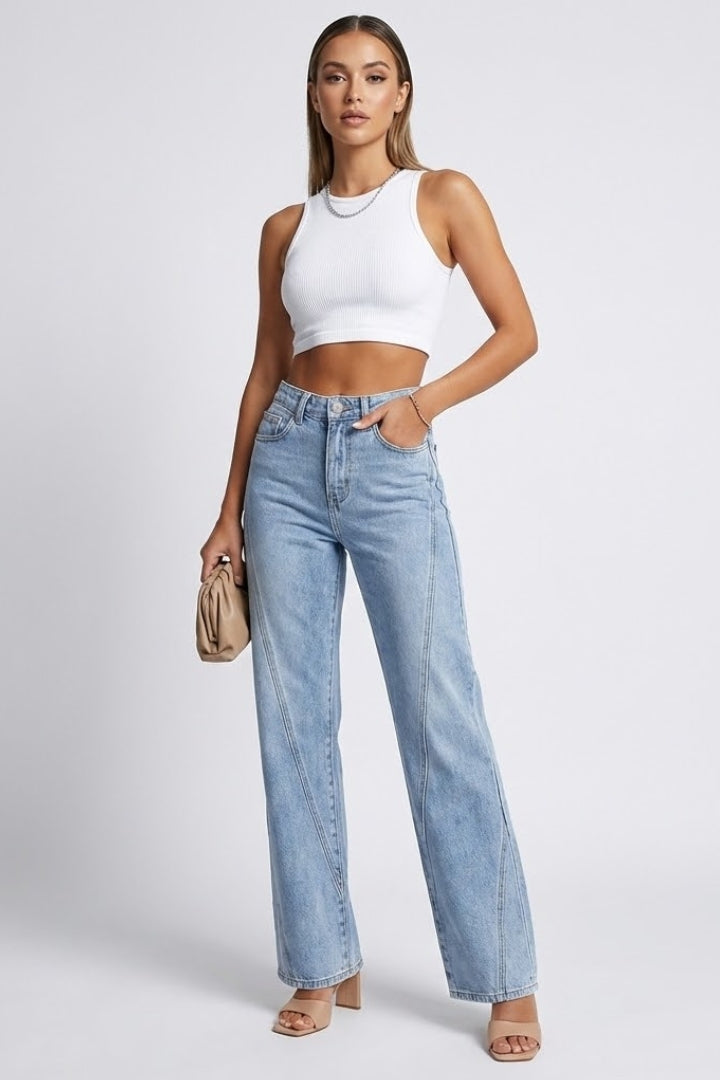 Blue Relaxed Straight-Leg Jeans