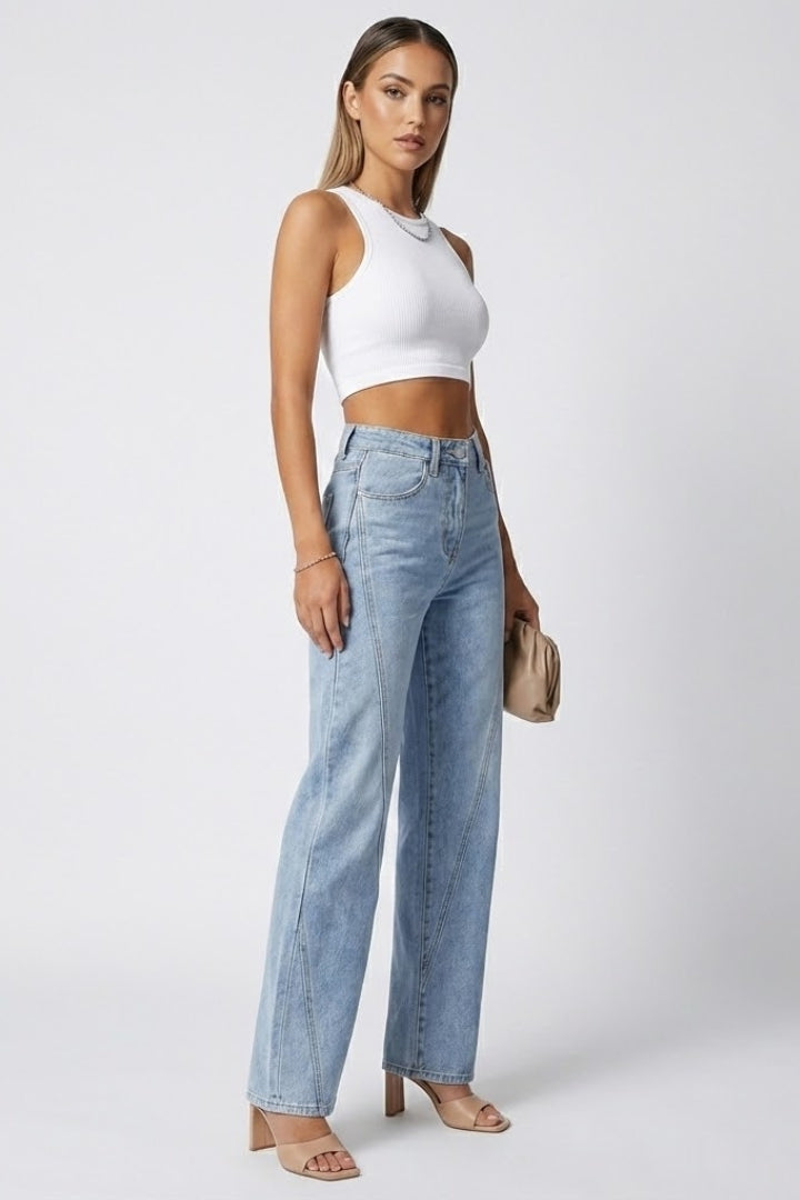Blue Relaxed Straight-Leg Jeans