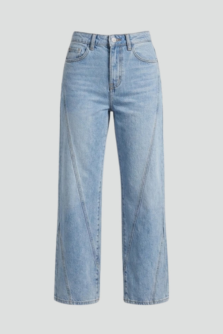 Blue Relaxed Straight-Leg Jeans, front view