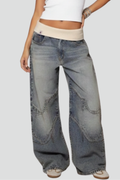 Light Blue baggy wide-leg denim Pants