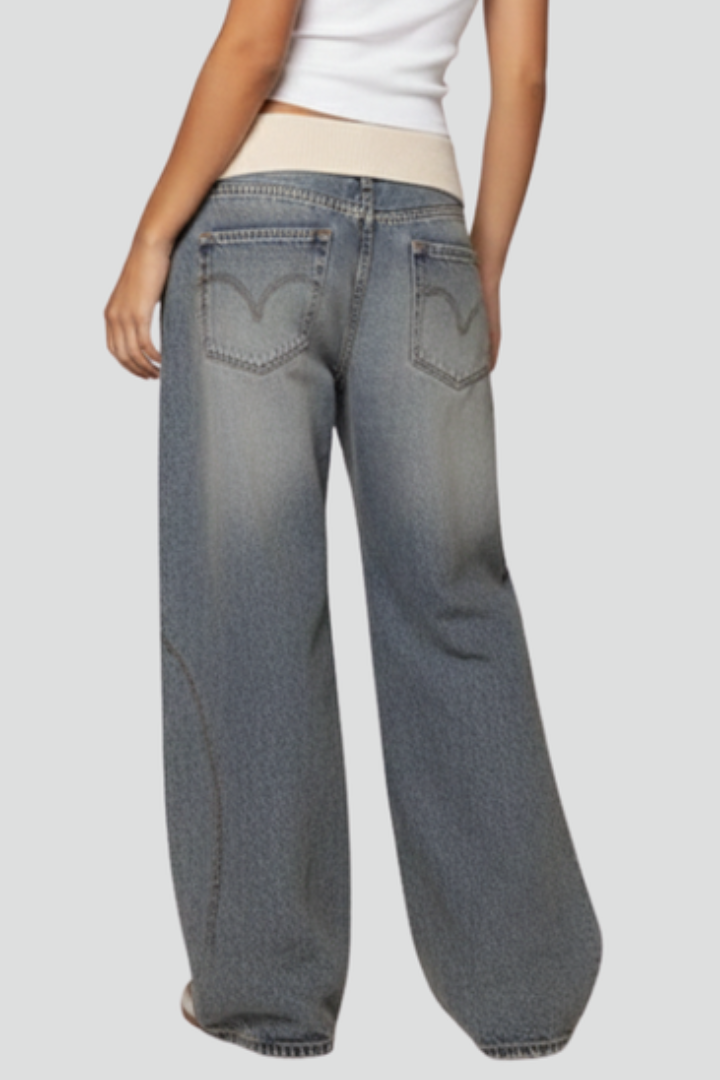 Light Blue baggy wide-leg denim Pants
