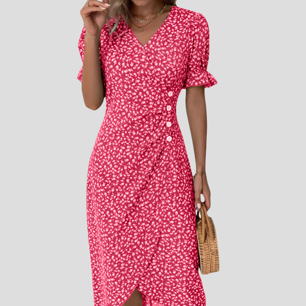 Women’s Elegant Floral V-Neck Midi Dress