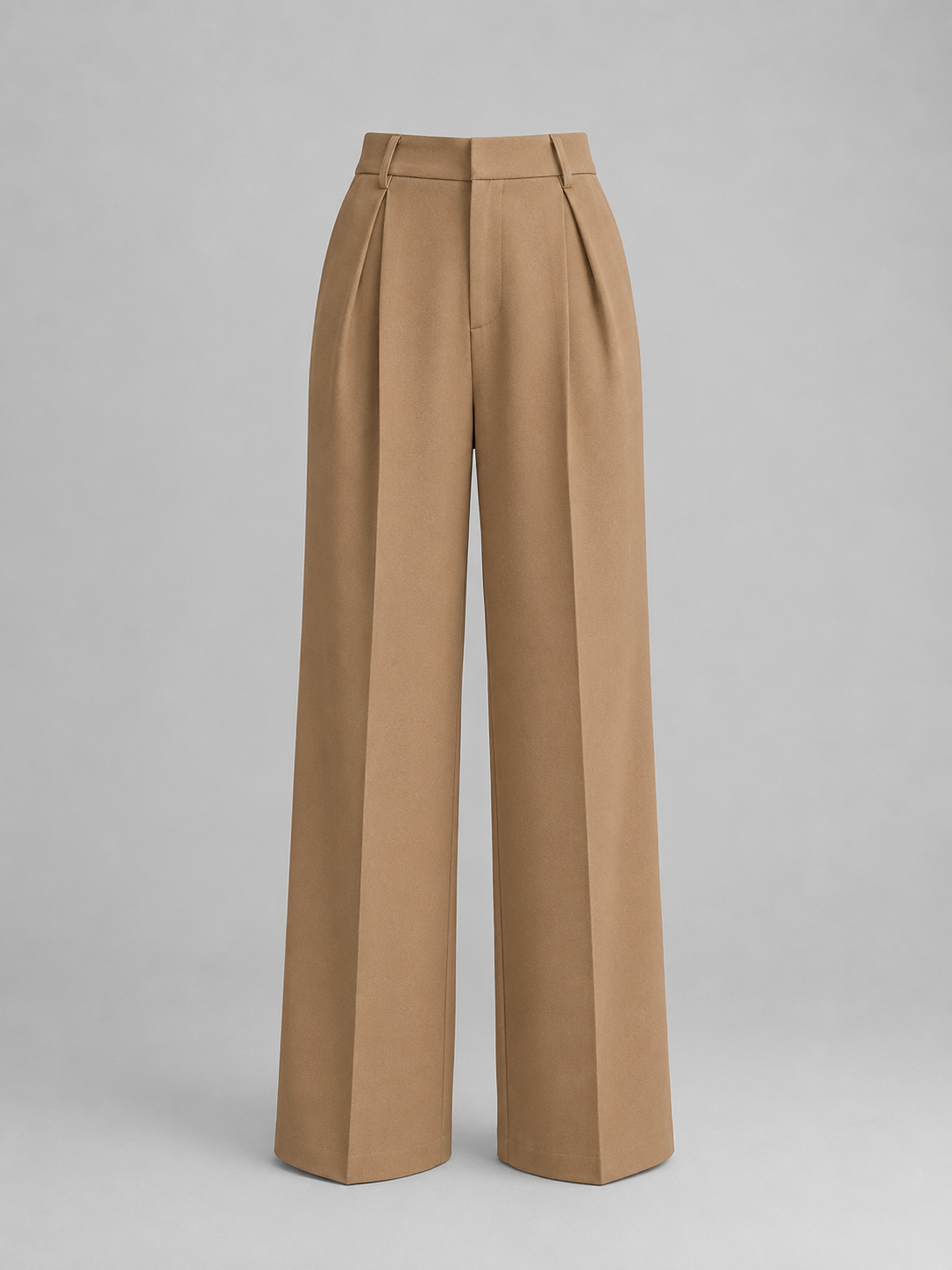 Black high-waist wide-leg pleat-front Pants