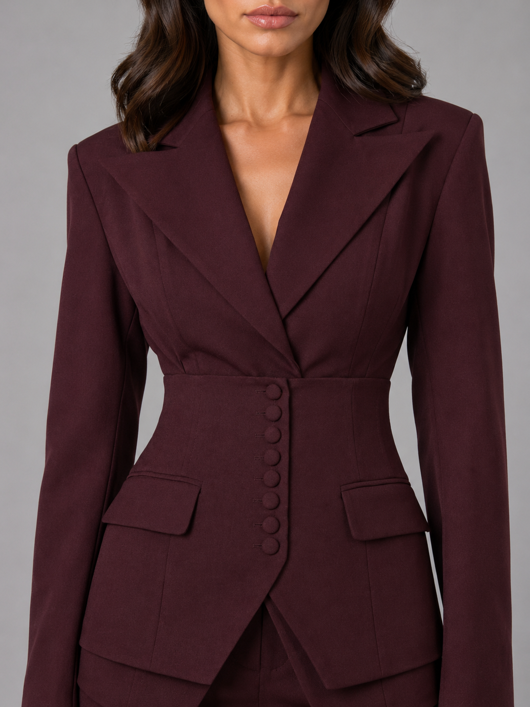 Cinched-waist blazer and wide-leg trouser co-ord set