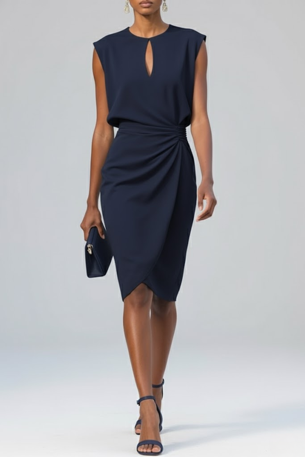 Violet | Women’s Keyhole Neck Ruched Midi Dress