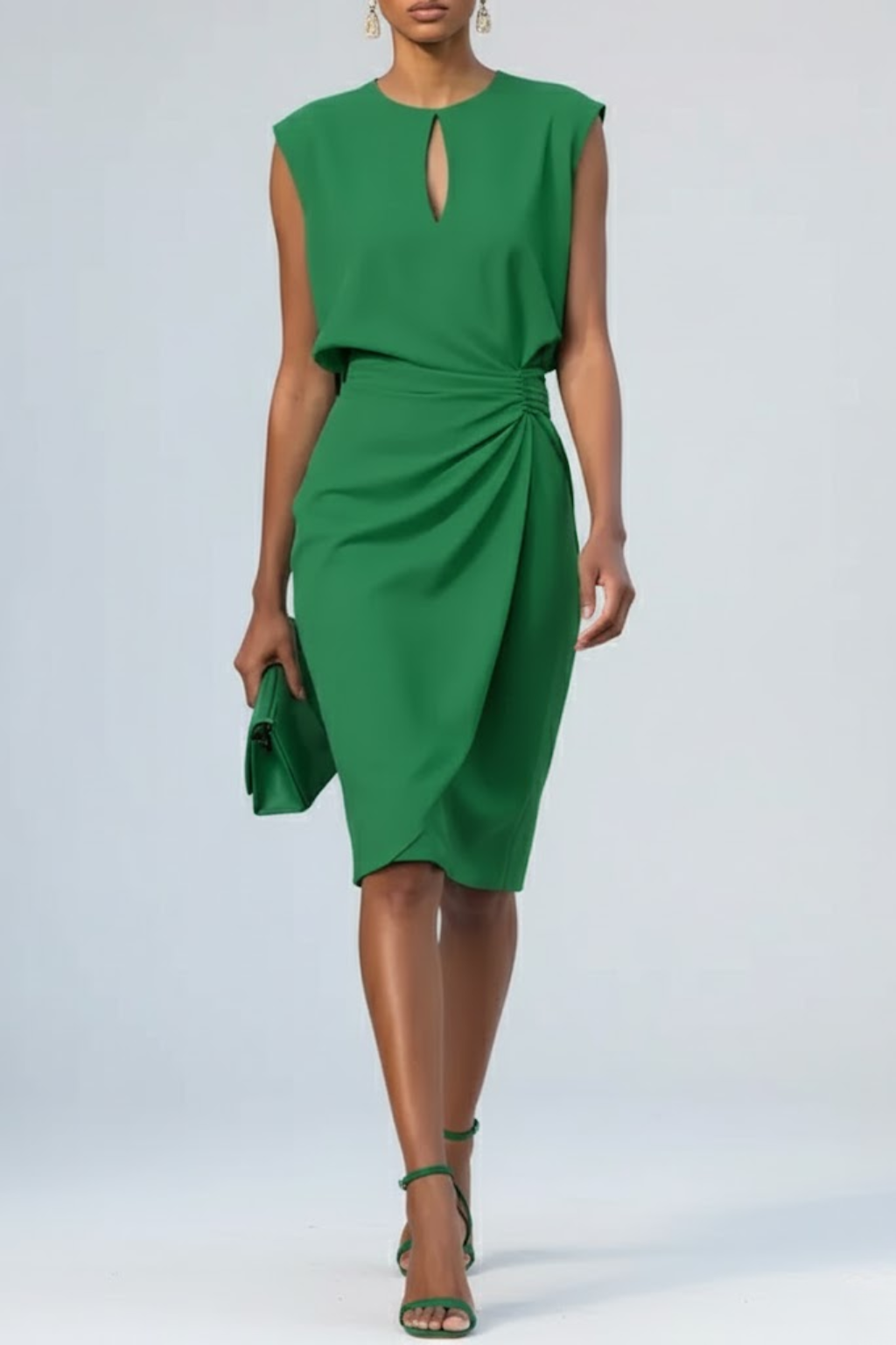 Violet | Women’s Keyhole Neck Ruched Midi Dress