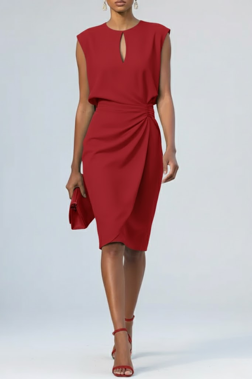 Violet | Women’s Keyhole Neck Ruched Midi Dress