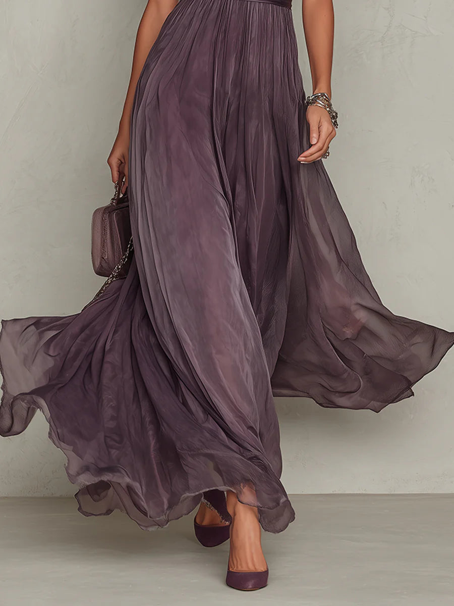 Purple Chiffon Maxi Dress
