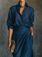 Selena | Women Elegant Shirt And Long Skirt Set
