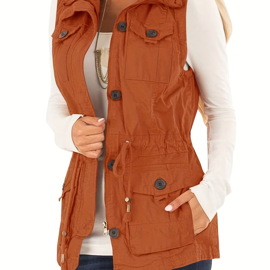 Khaki Sleeveless Vest Jacket