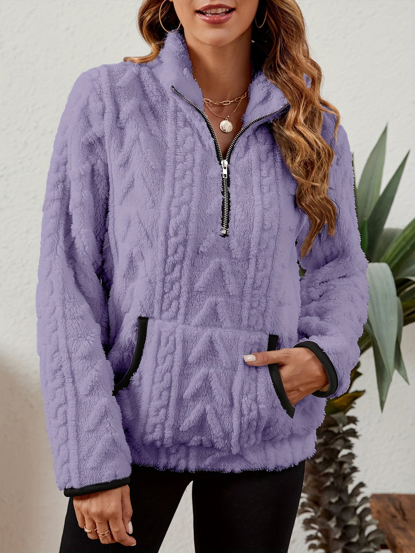 Cozy Half-Zip Sweater with Kangaroo Pocket