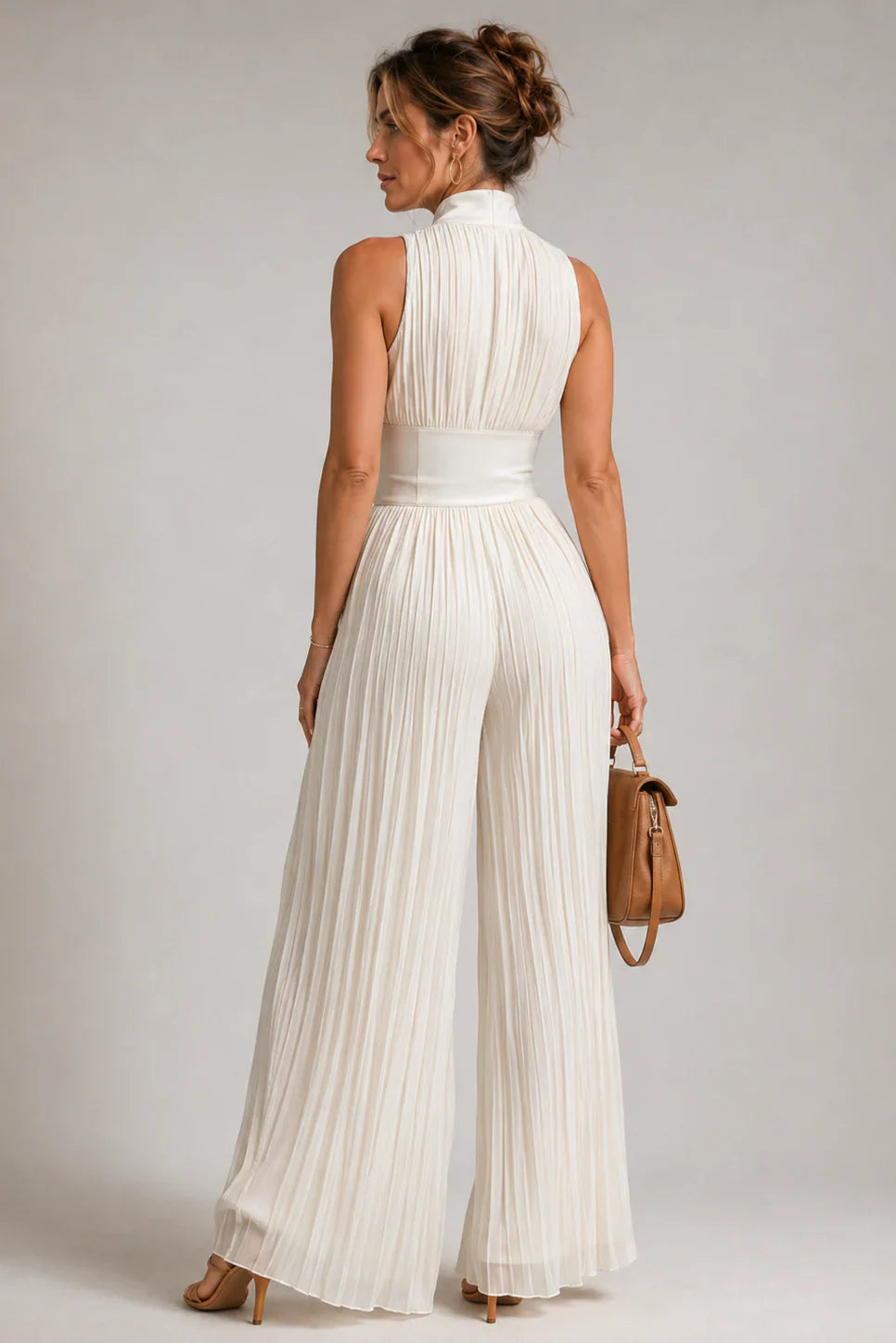 Floral Chiffon Wide Leg V Neck Jumpsuit