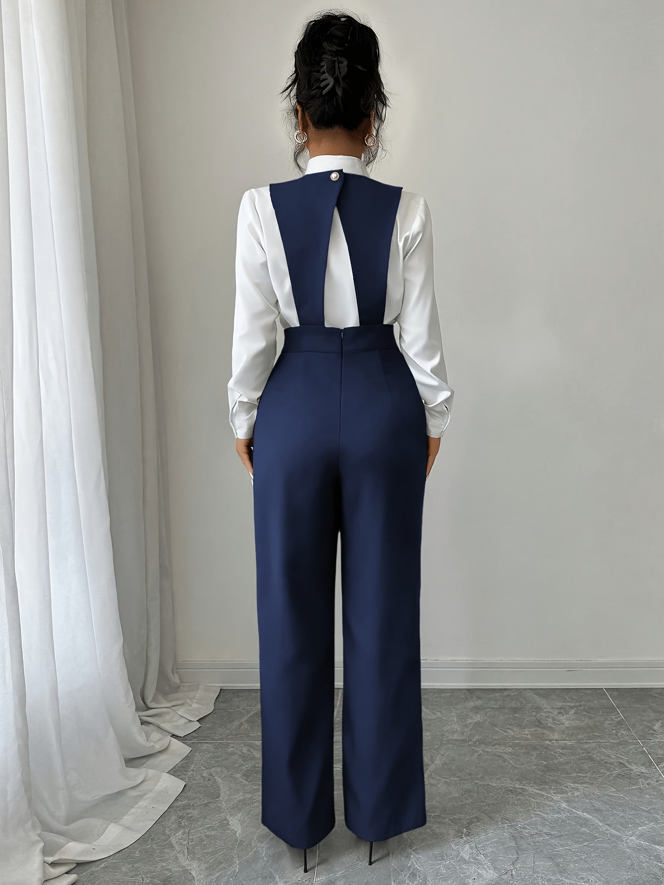 Burgundy Tailored Wide-Leg Jumpsuit
