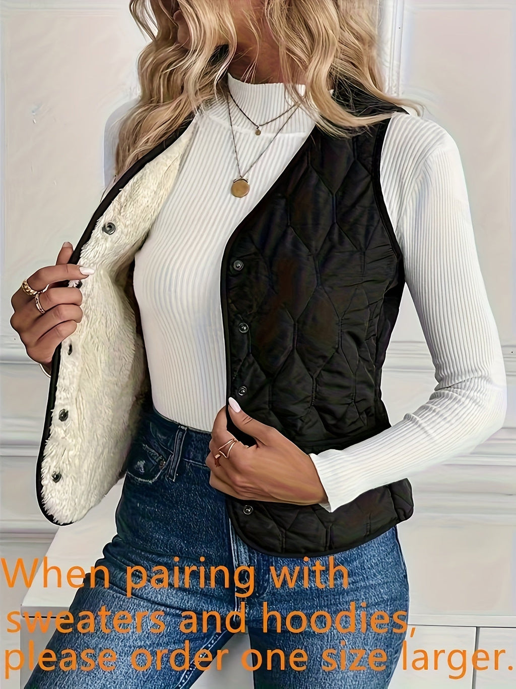 Black reversible quilted vest