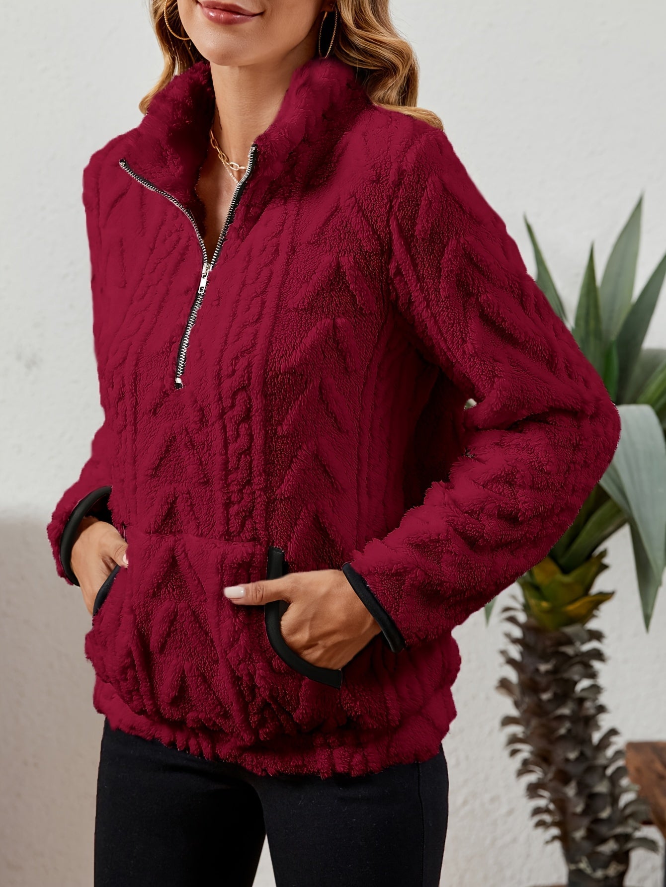 Burgundy Half-zip Sweater