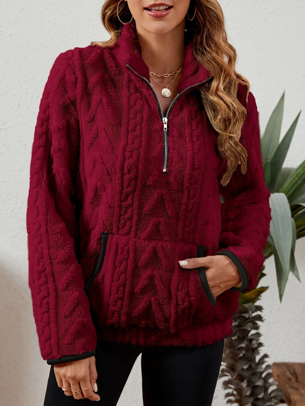 Burgundy Half-zip Sweater