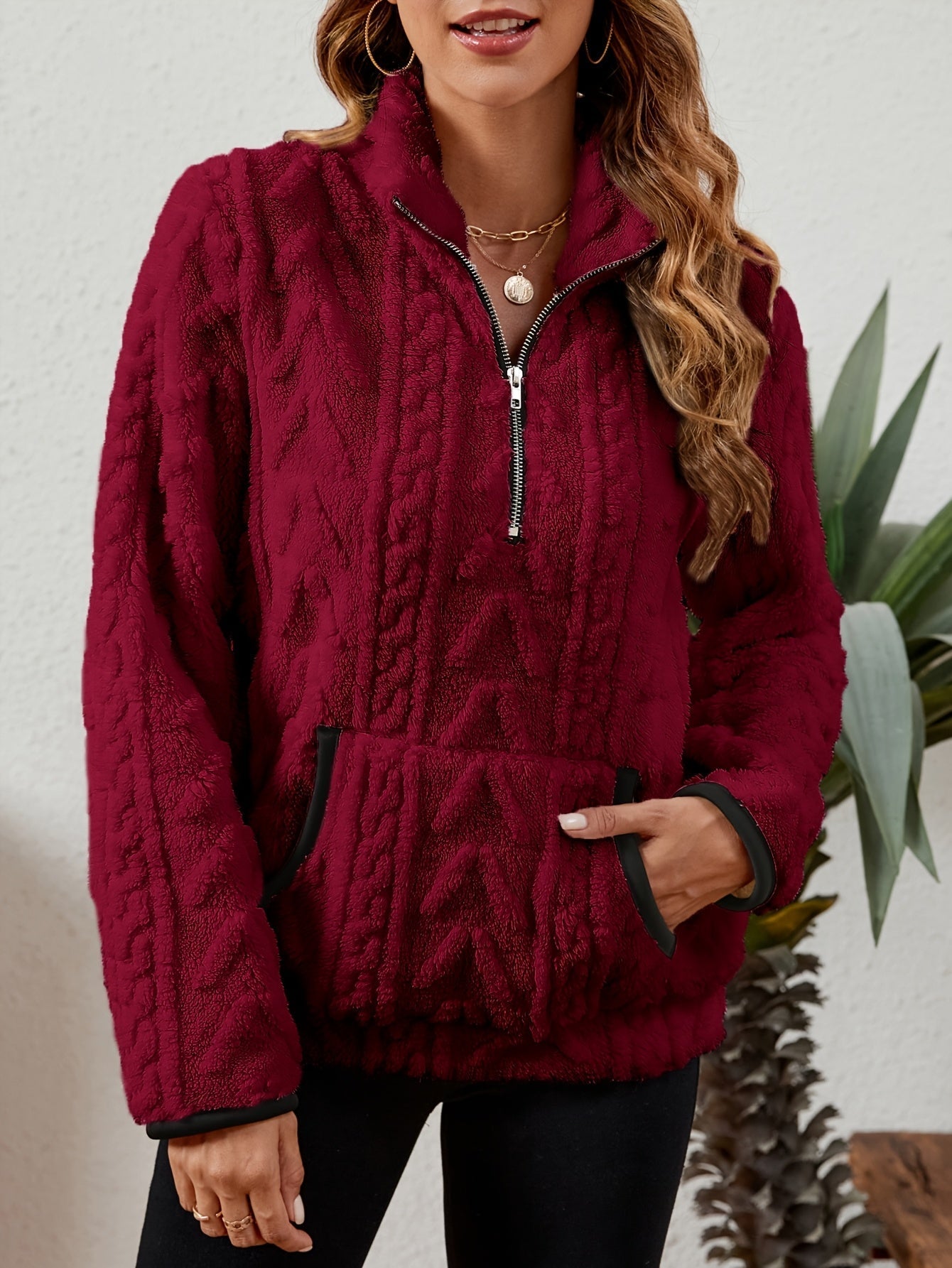 Burgundy Half-zip Sweater
