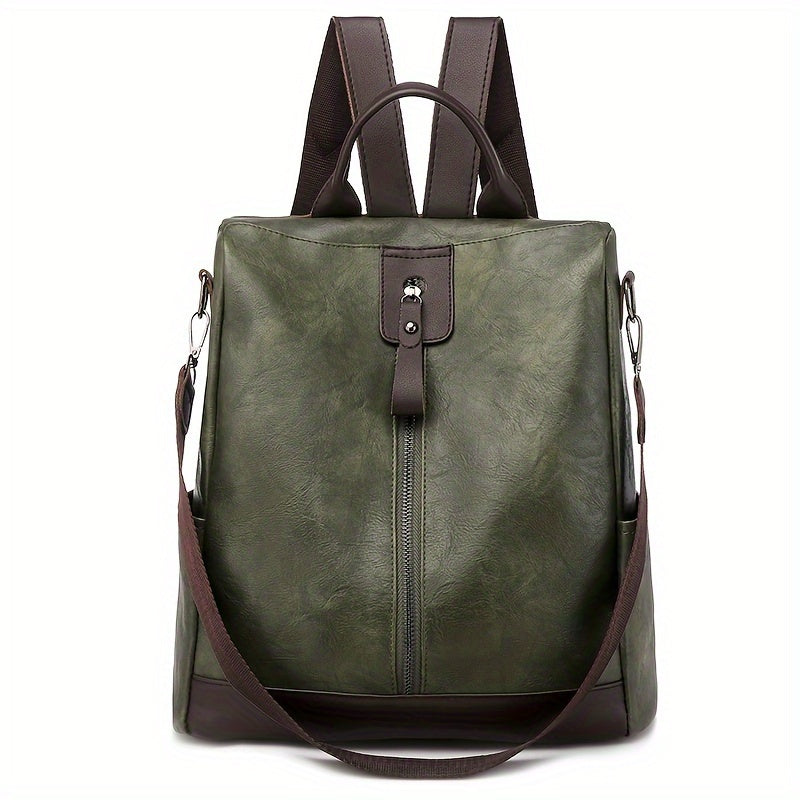 Brown Vegan Leather Anti-Theft Backpack