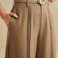 Brown pleated wide-leg Pants, front view