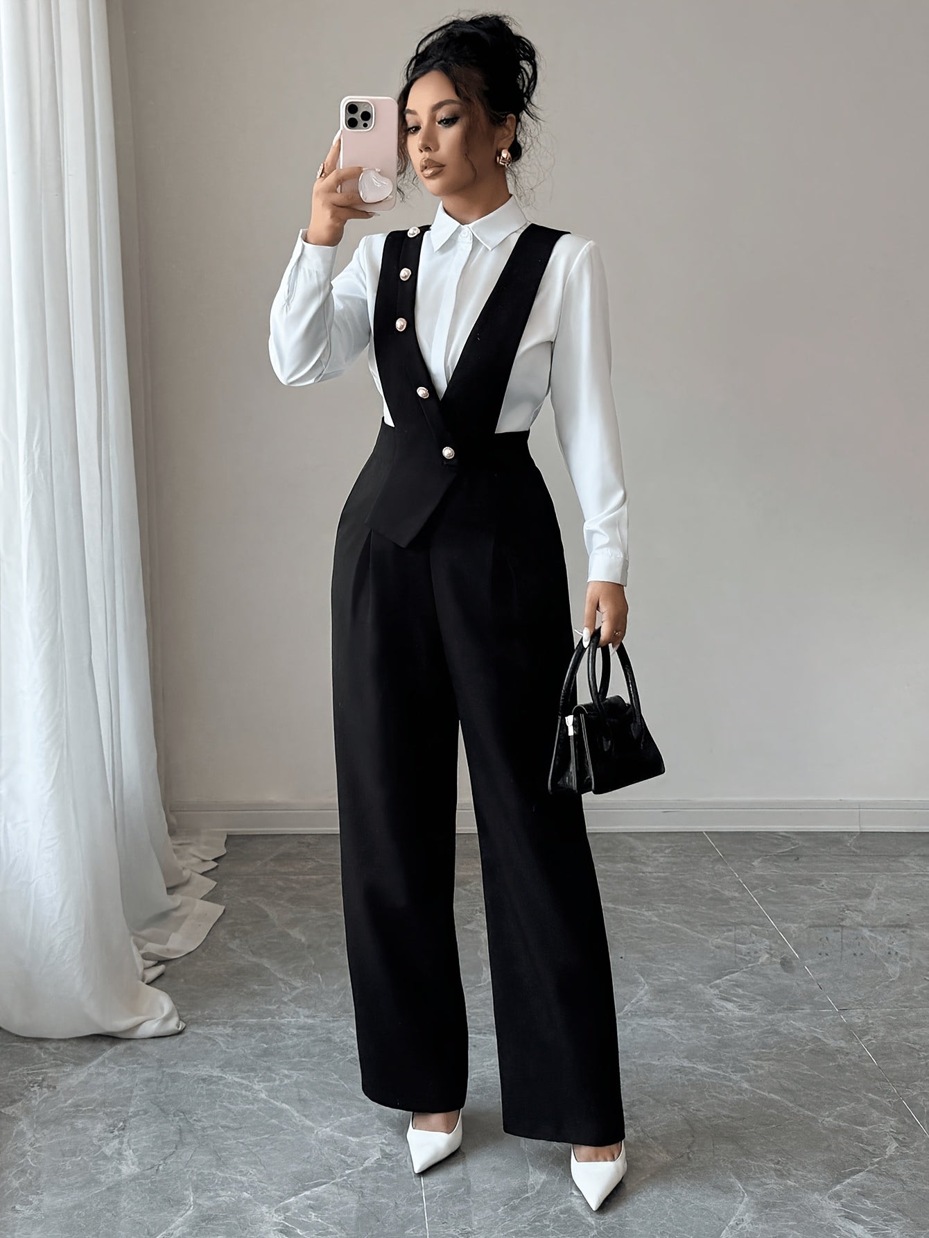Burgundy Tailored Wide-Leg Jumpsuit