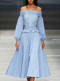 Off-Shoulder Chiffon Maxi Dress, front view