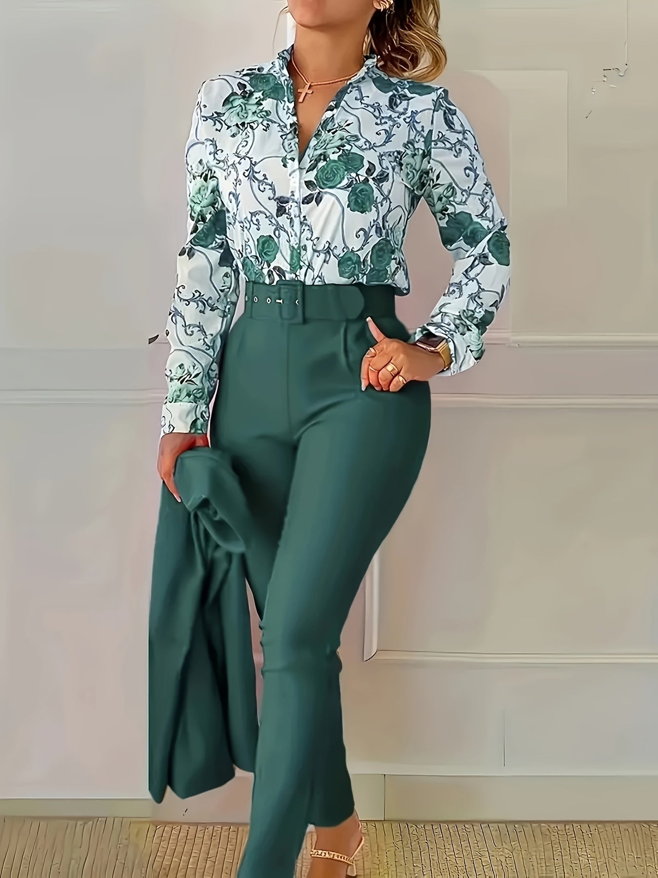 Elegant Floral Co-ord Set, front view