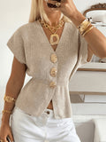 Apricot refined button-front cardigan, front view