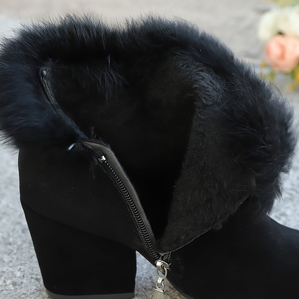 warm block-heel ankle Boots