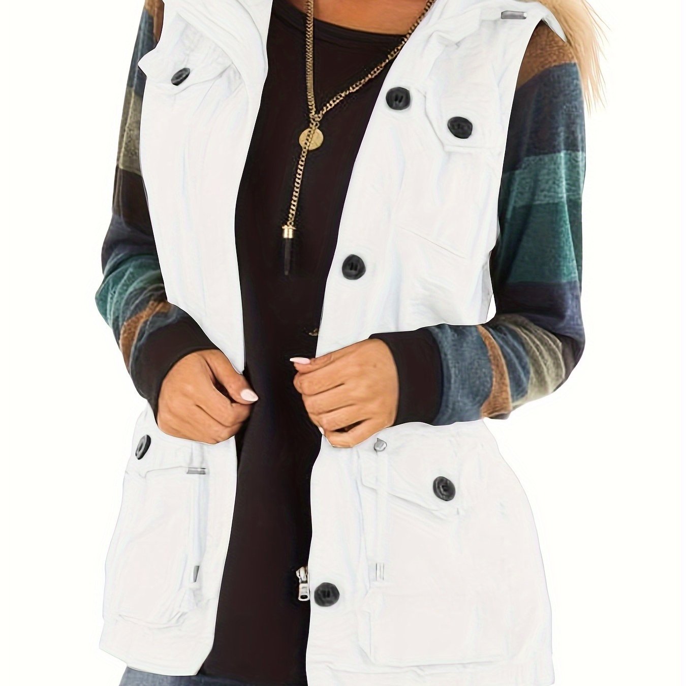 Khaki Sleeveless Vest Jacket