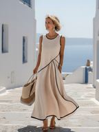 Alanna - Women’s Sleeveless Round Neck Flared Maxi Dress