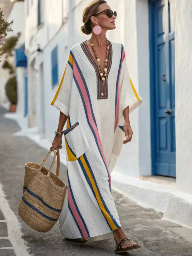 Alena - Women’s V Neck Boho Beach Maxi Dress