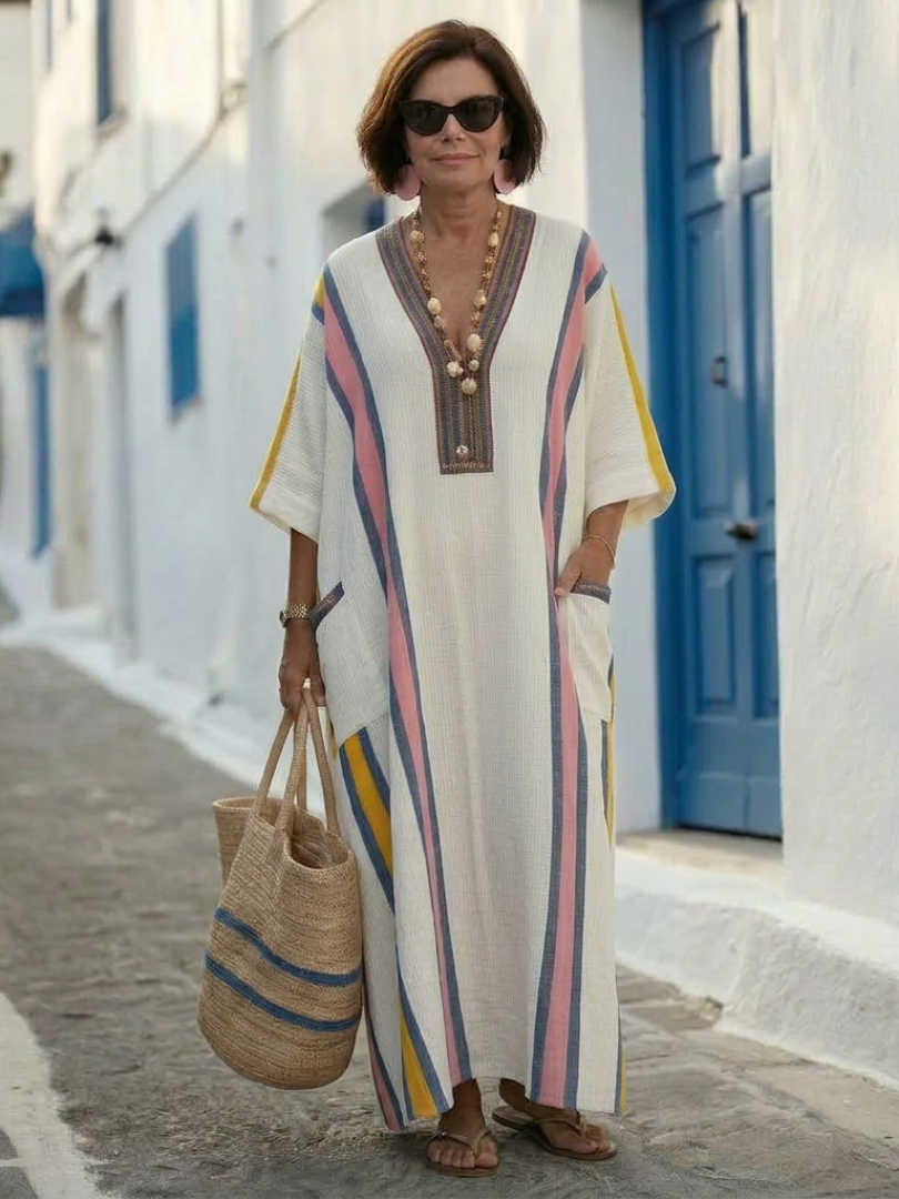 Alena - Women’s V Neck Boho Beach Maxi Dress