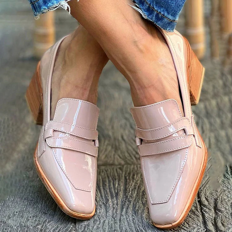 Pink Patent Double-Strap Loafers