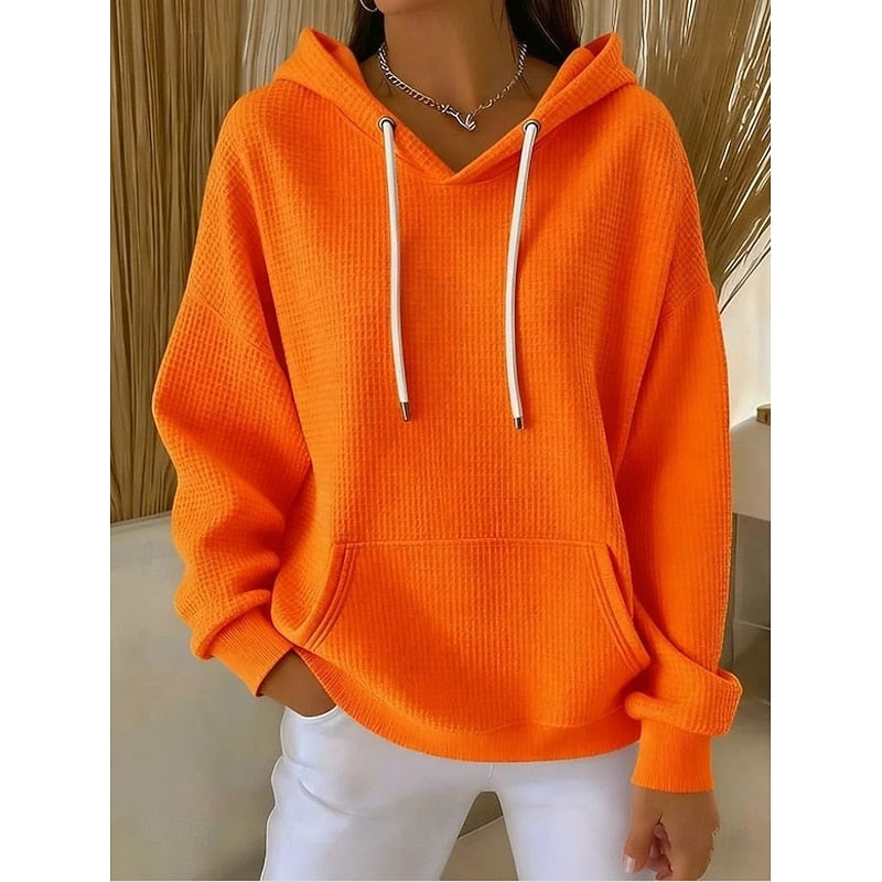Pink Textured Drawstring Hoodie
