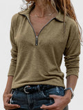 Khaki Casual Relaxed-Fit Blouse