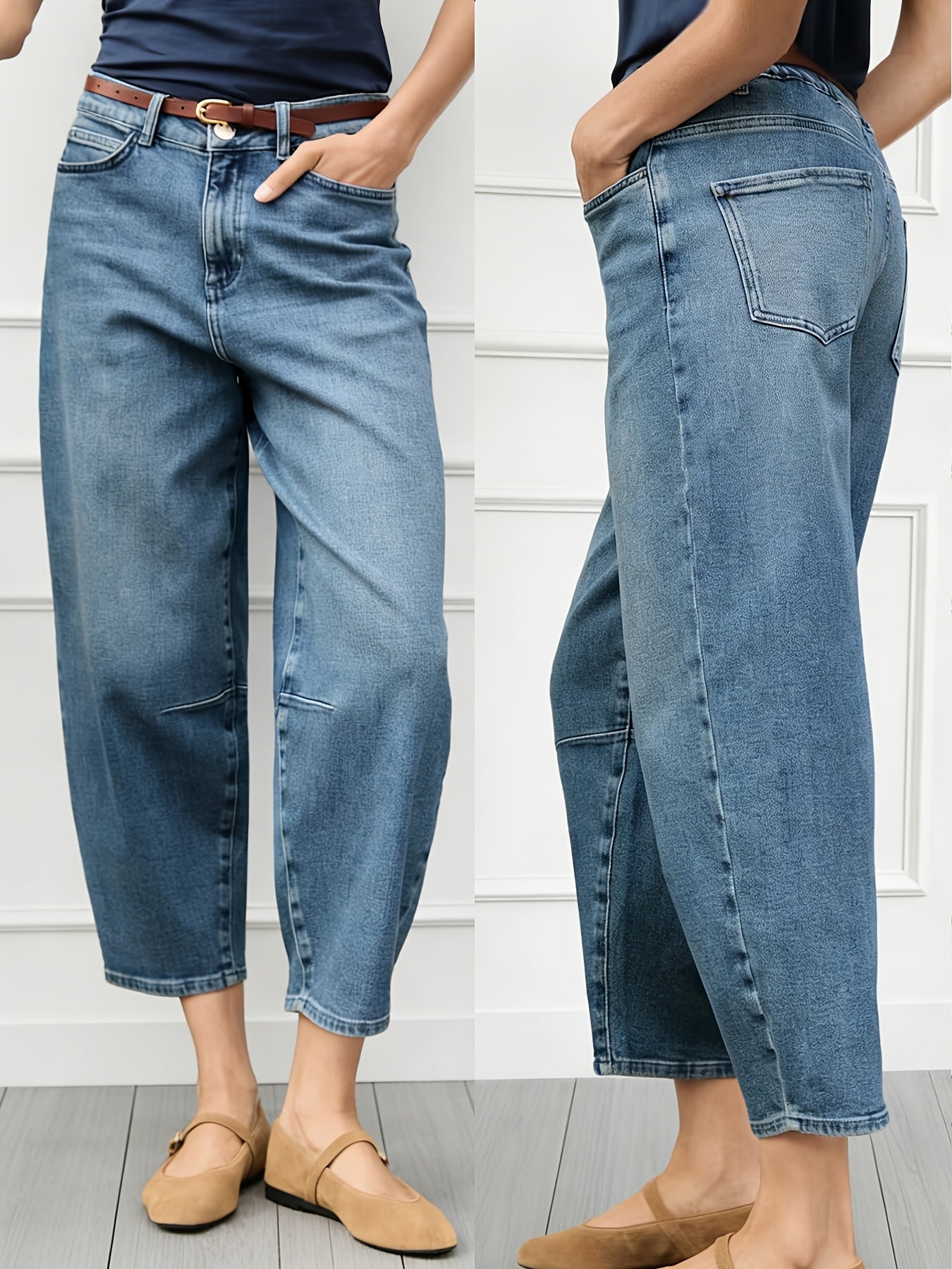 Blue Relaxed Barrel Jeans