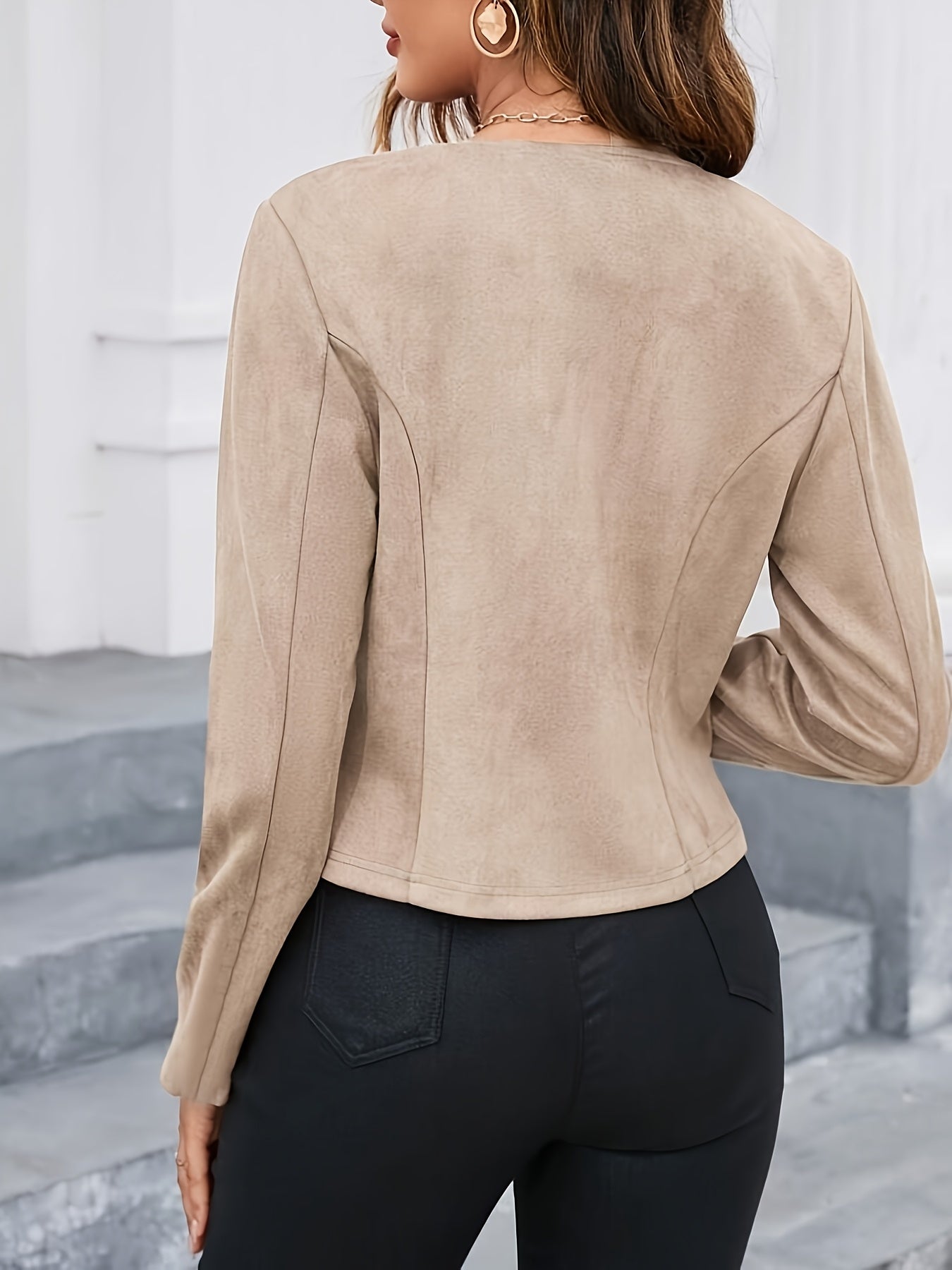 Khaki Cropped Jacket, front view