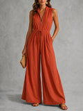 Orange Stand Collar Jumpsuit, front view
