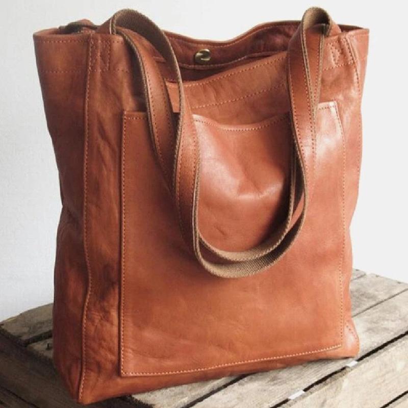 Brown Structured Handbag, front view