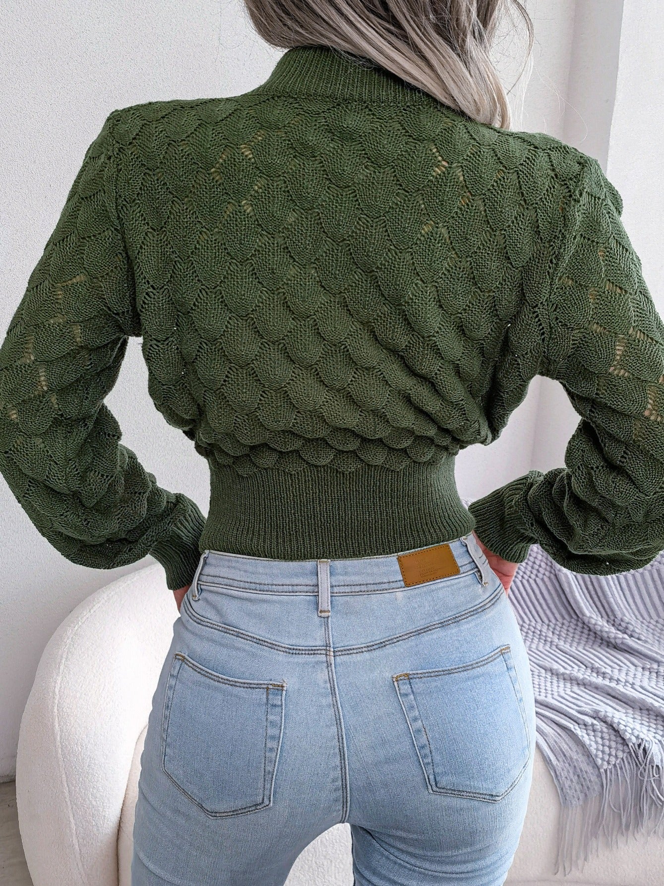 Textured Cropped Sweater