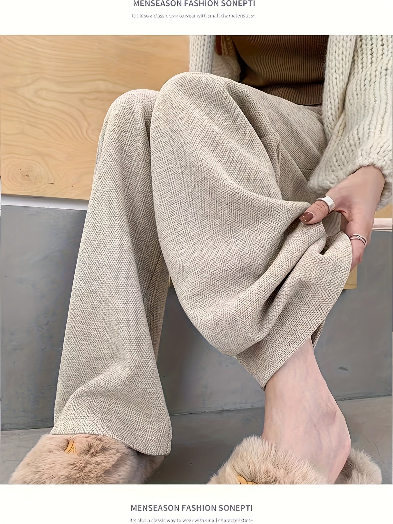 Khaki high-waisted wide-leg Pants