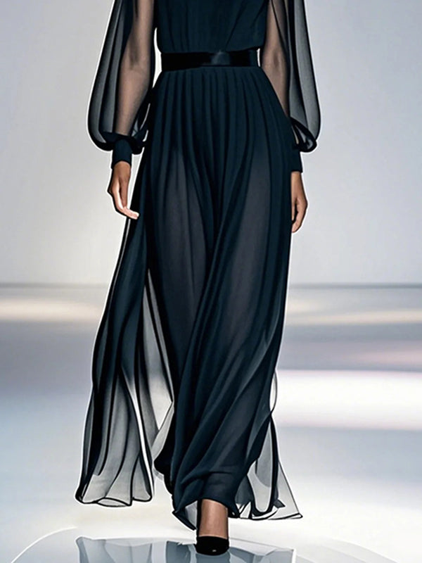 Navy Blue Gauze Maxi Dress